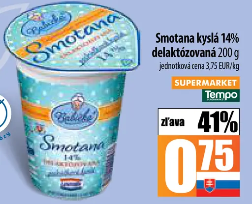 Smotana kyslá 14% delaktózovaná