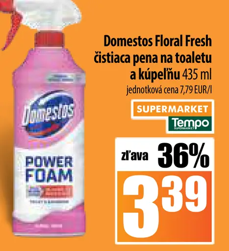 Domestos Floral Fresh čistiaca pena na toaletu a kúpeľňu