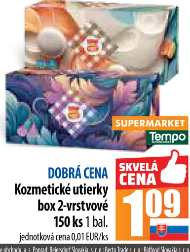 Kozmetické utierky box 2-vrstvové