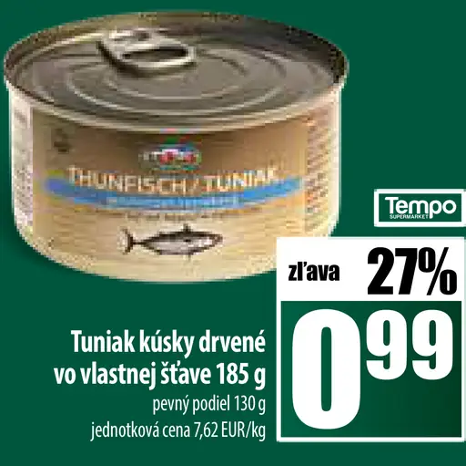 Thunfisch tuniak kúsky drvené vo vlastnej šťave