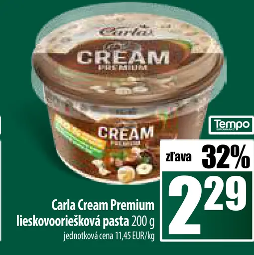 Carla Cream Premium lieskovoorechová pasta