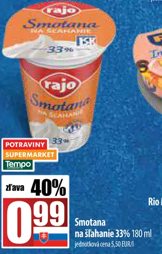 Rajo Smotana na šľahanie 33%