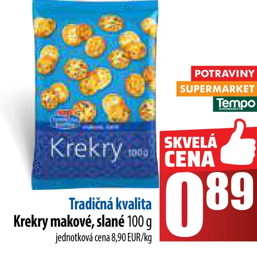 Tradičná kvalita Krekry makové, slané