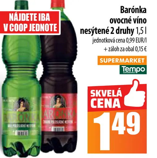 Barónka ovocné víno nesýtené 2 druhy