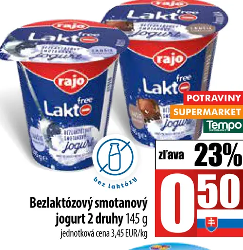 Rajo Laktofree jogurt bezlaktózový smotanový 2 druhy