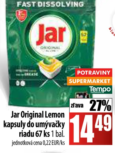 Jar Original Lemon kapsuly do umývačky