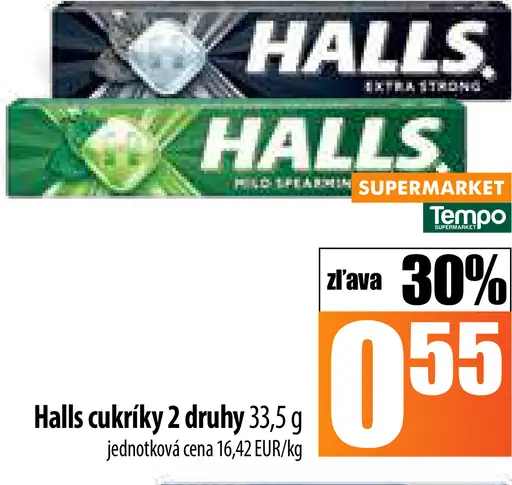 Halls cukríky extra strong