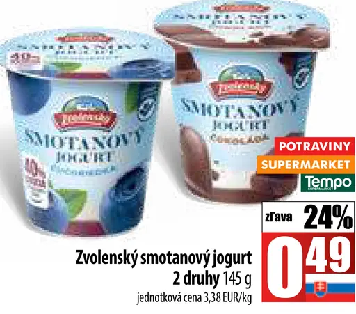 Zvolenský smotanový jogurt 2 druhy
