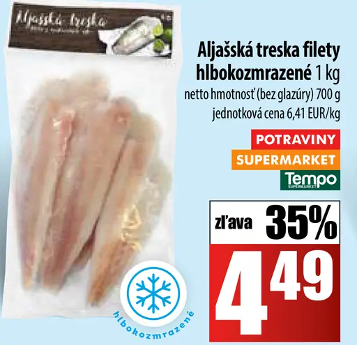 Filety z treskovitých rýb hlboko zmrazené