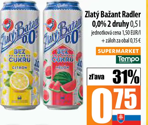 Zlatý Bažant radler plechovka