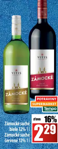Zámoček suché biele 12% Zámoček suché červené 12%