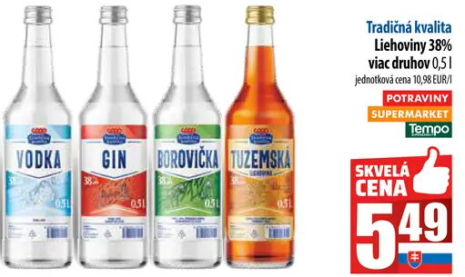 Tradičná kvalita Vodka, Gin, Borovička, Tuzemská