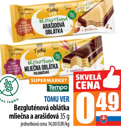 Tomu Ver Bezlepková oblátka mliečna a arašidová
