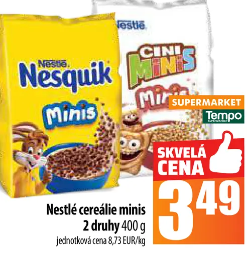 Nestlé cereálie minis 2 druhy