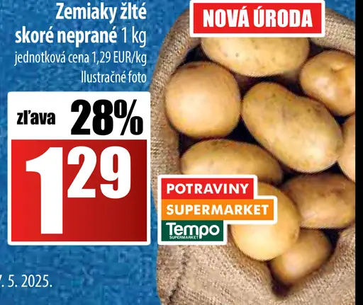 Zemiaky žlté skoré neprané