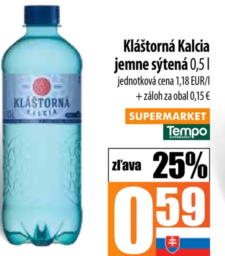 Klastorna Kalcia jemne sýtená minerálna voda