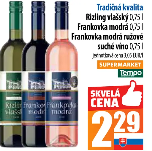 Tradičná kvalita Rizling vlašský Frankovka modrá ružové víno