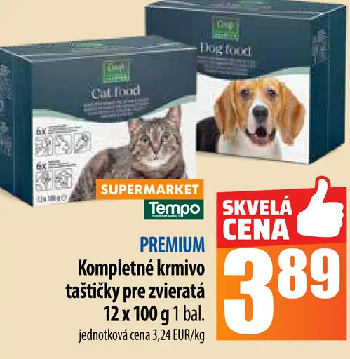 Kompletné krmivo taštičky pre zvieratá