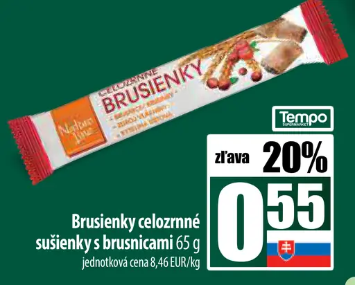 Brusienky celozrnné sušienky s brusnicami