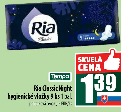 Ria Classic Night Hygienické vložky