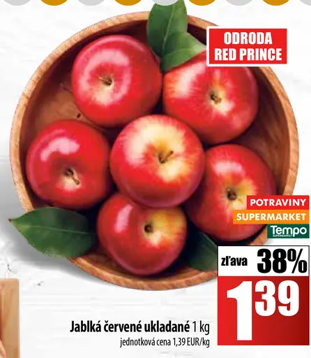 Červené jablká odroda Red Prince