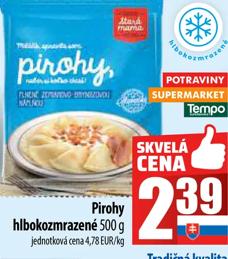 Pirohy hlboko mrazené