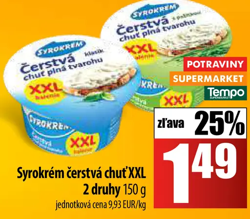 Syrokrém čerstvá chuť XXL