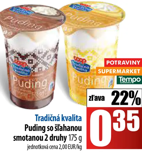 Puding so šľahačkou smotanou 2 druhy