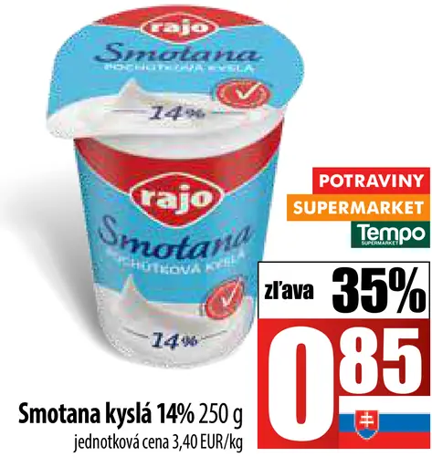 Rajo smotana kyslá 14%