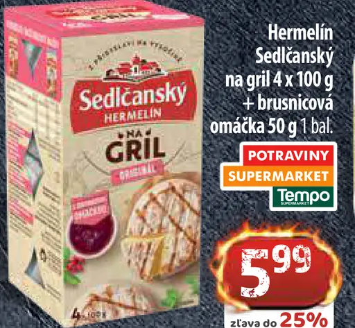 Sedlčanský Hermelín na gril originál s brusnicovou omáčkou
