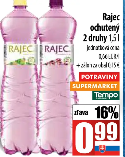 Rajec pramenitá voda jemne perlivá