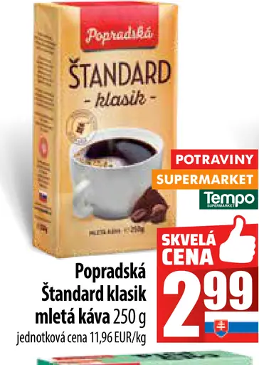 Popradská Štandard klasik mletá káva