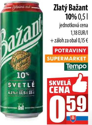 Zlatý Bažant 10% plechovka