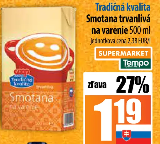 Trvanlivá smotana Coop
