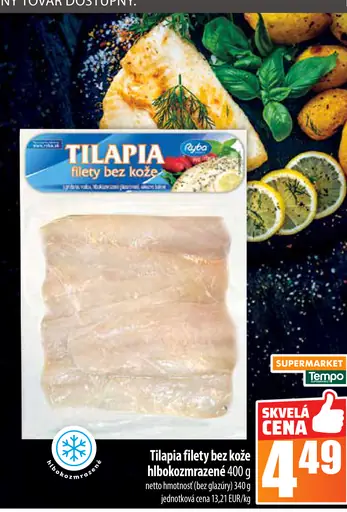 Ryba Tilapia filety bez kože