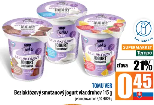 TOMU VER Bezlaktózový jogurt smotanový viac druhov
