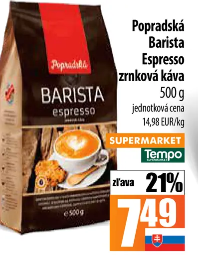 Popradská Barista espresso zrnková káva