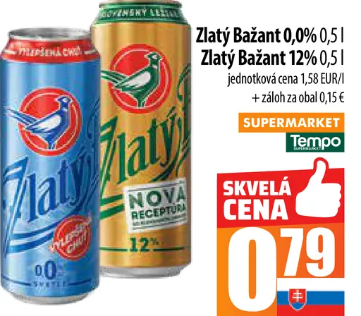 Zlatý Bažant 0,0% plechovka