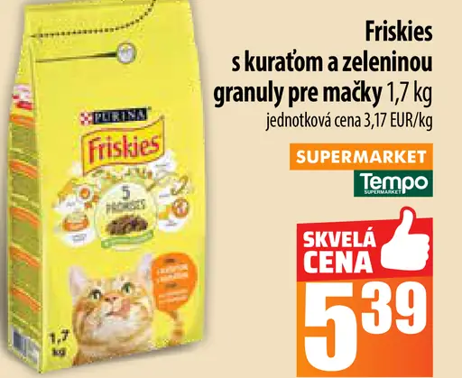 Friskies granuly s kuracím a zeleninou pre mačky