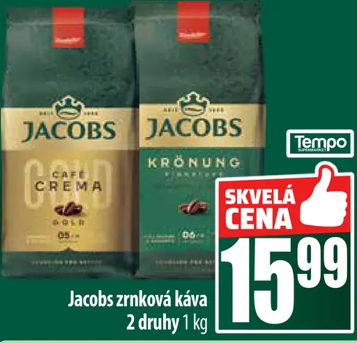 Jacobs zrnková káva 2 druhy
