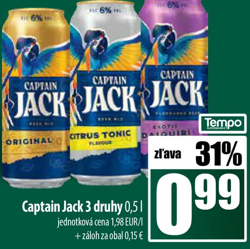 Captain Jack 3 druhy plechovka