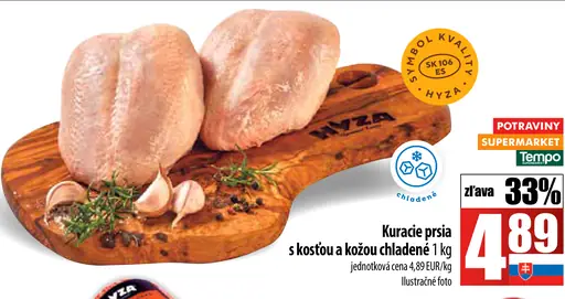 Hyza Kuracie prsia s kosťou a kožou chladené