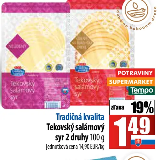 Tradičná kvalita Tekovský salámový syr