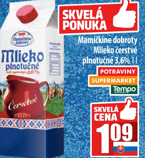 Mamičkine dobroty Mlieko čerstvé plnotučné