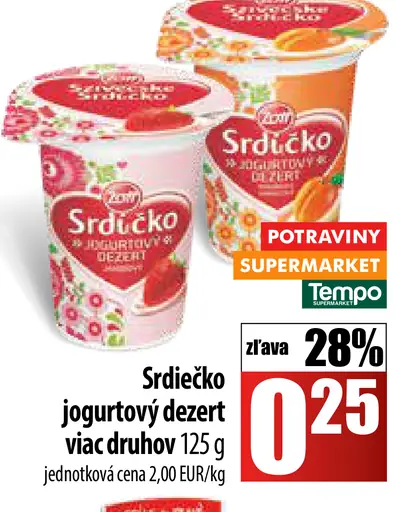 Srdečko Jogurtový dezert rôzne druhy
