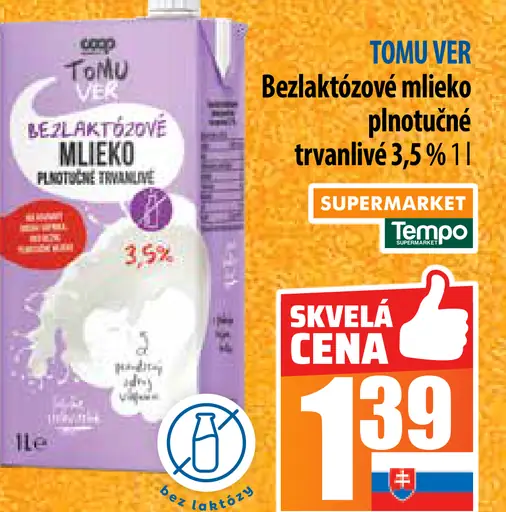Tomu Ver Bezlaktózové mlieko polotučné