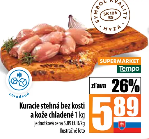 Kuracie stehná bez kosti a kože chladené