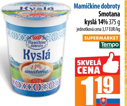 Mamičkine dobroty Smotana kyslá 14%