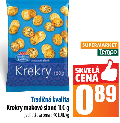 Tradičná kvalita Krekry makové, slané