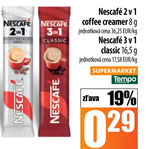 Nescafé 2 v 1 coffee creamer & Nescafé 3 v 1 classic